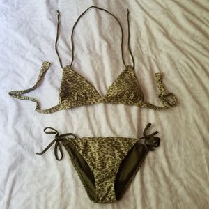 Camo Leopard Print Halter Bikini Set